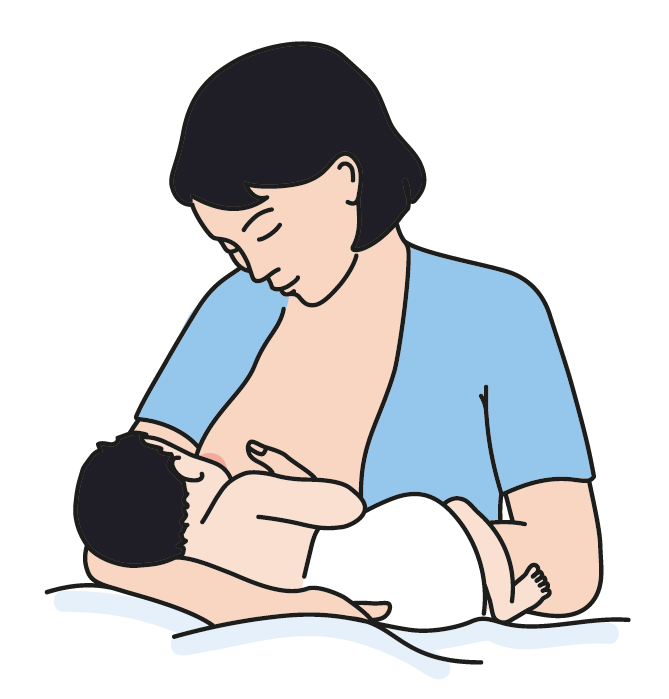 Illustration einer Mutter beim Stillen eines Babys an der Brust in Wiegehaltung für das Still-ABC des Amalie Geburtszentrums im Amalie Sieveking Krankenhaus in Hamburg Illustration einer Mutter beim Stillen eines Babys an der Brust in Wiegehaltung für das Still-ABC des Amalie Geburtszentrums im Amalie Sieveking Krankenhaus in Hamburg