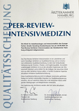 Zertifikat Peer-Review-Intensivmedizin, Qualitätssicherung erfolgreich bestanden, Auszeichnung, Evangelisches Amalie Sieveking Krankenhaus Hamburg-Volksdorf