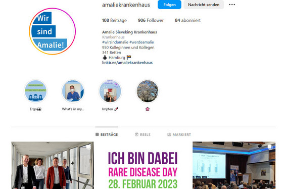 Startseite Instagram Kanal - Evangelisches Amalie Sieveking Krankenhaus Hamburg - Social Media